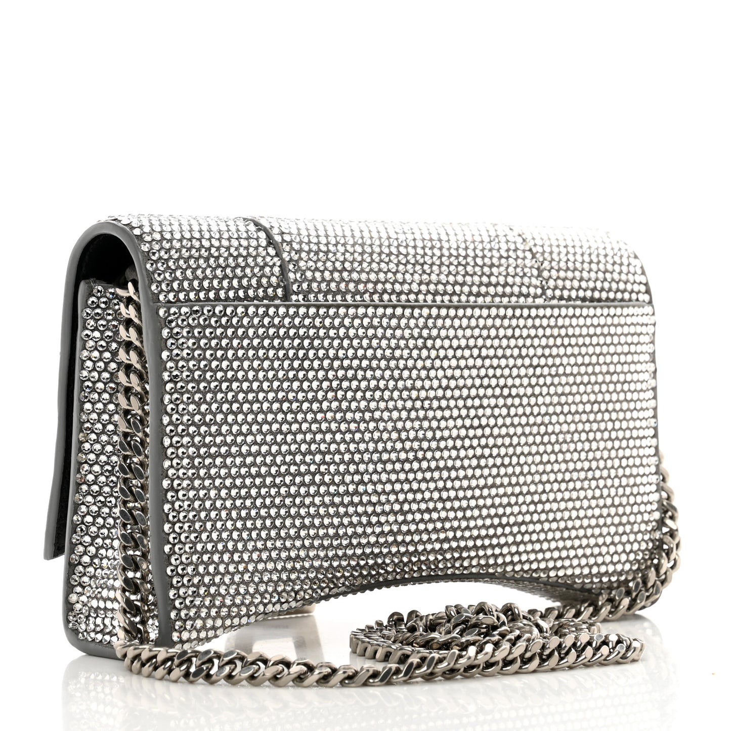 Strass Suede Hourglass Chain Bag Smoke Grey Crystal