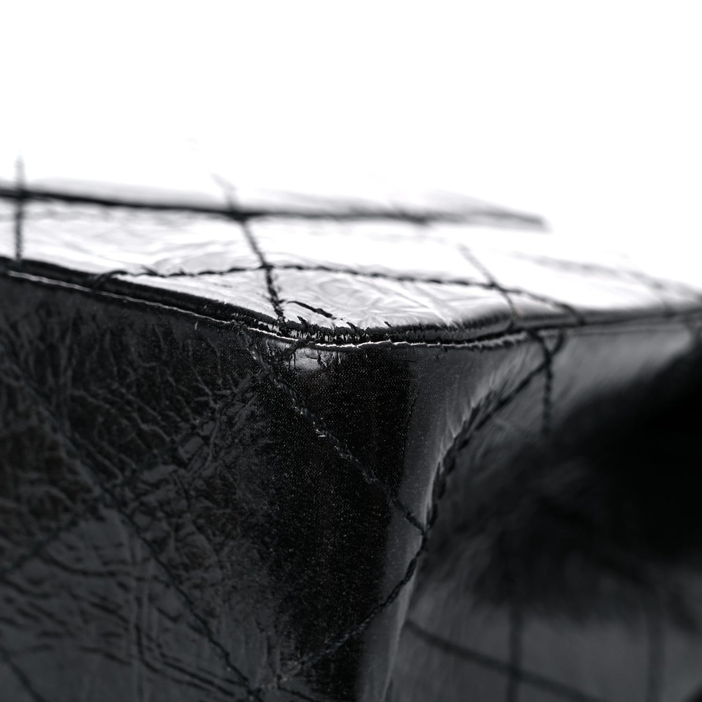 Glazed Aged Calfskin Quilted 2.55 Reissue 227 Flap Black