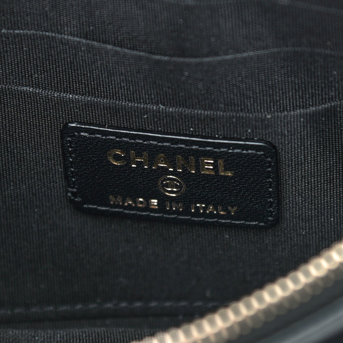 Lambskin Quilted Camellia Pouch With Handle Black