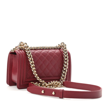 Chanel Caviar Quilted Small Boy Flap Dark Red 3 of 9
