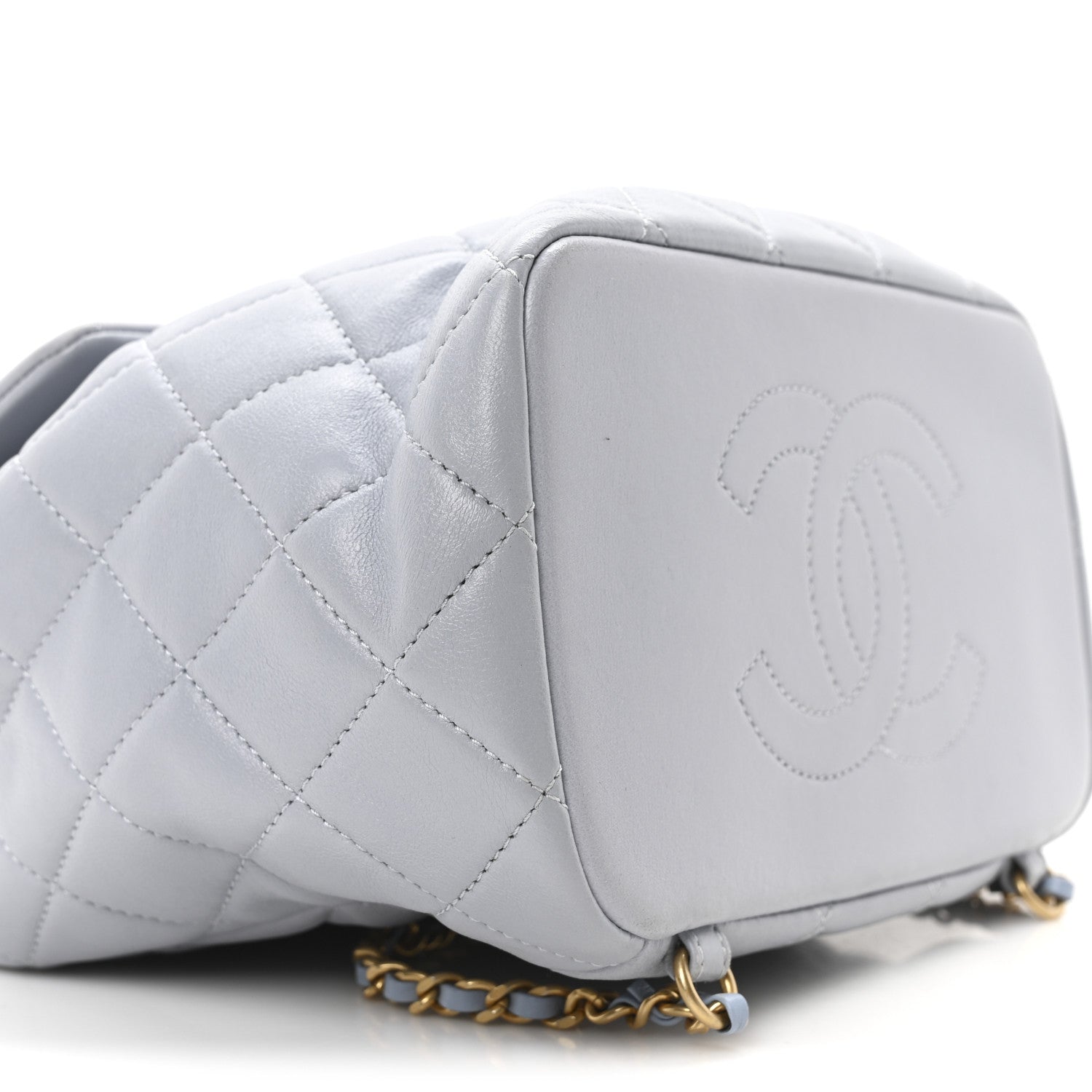 Chanel Lambskin Quilted Braided CC Backpack Light Grey 9 of 10