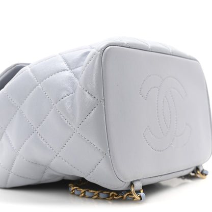 Chanel Lambskin Quilted Braided CC Backpack Light Grey 9 of 10