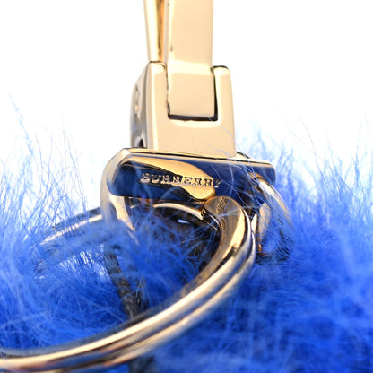 Burberry Fur Thomas Pom Pom Teddy Bear Keychain Charm Bright Cornflower Blue 4 of 5