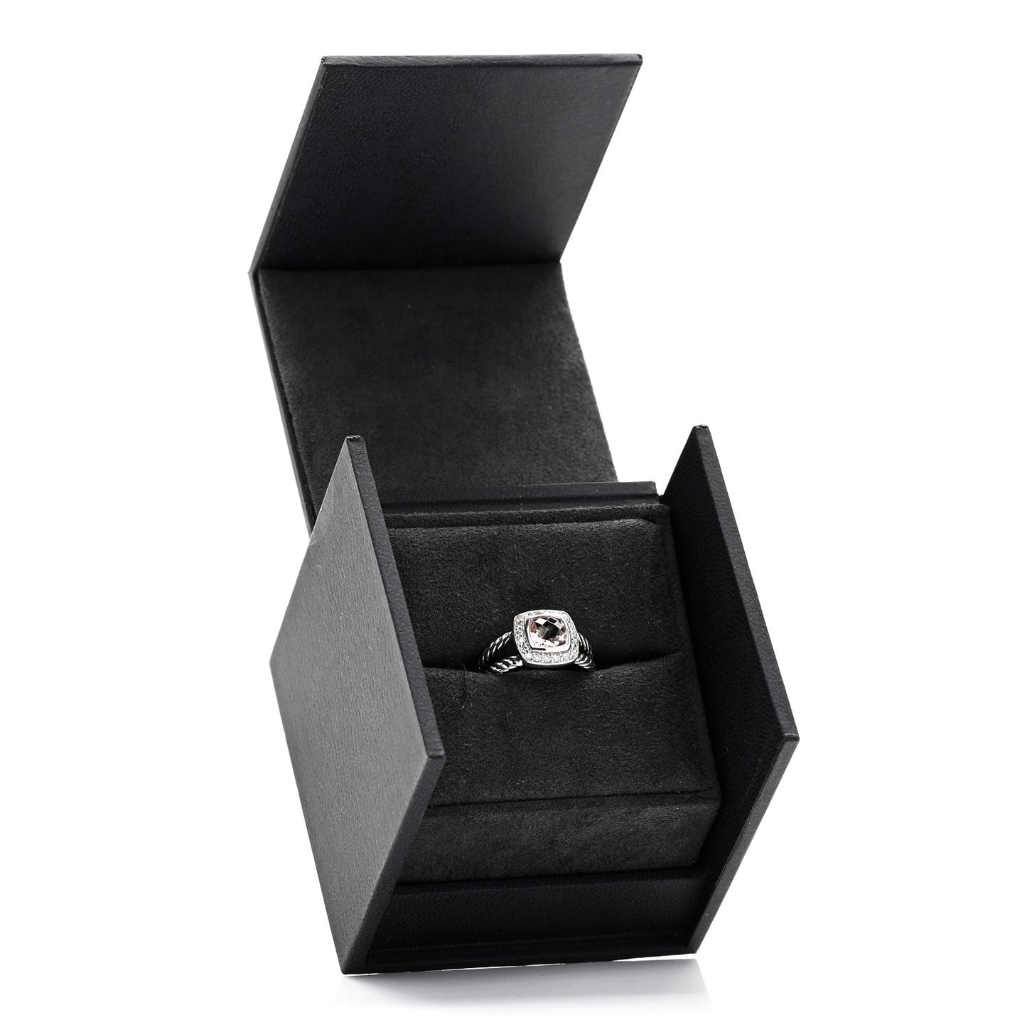 Sterling Silver Diamond Morganite 7mm Petite Albion Ring 54 7
