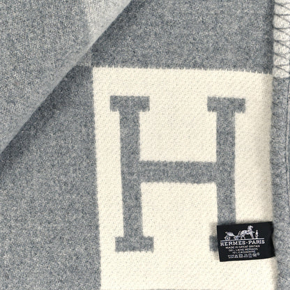 Hermes Wool Cashmere Avalon III Blanket Ecru Gris Clair 3 of 3