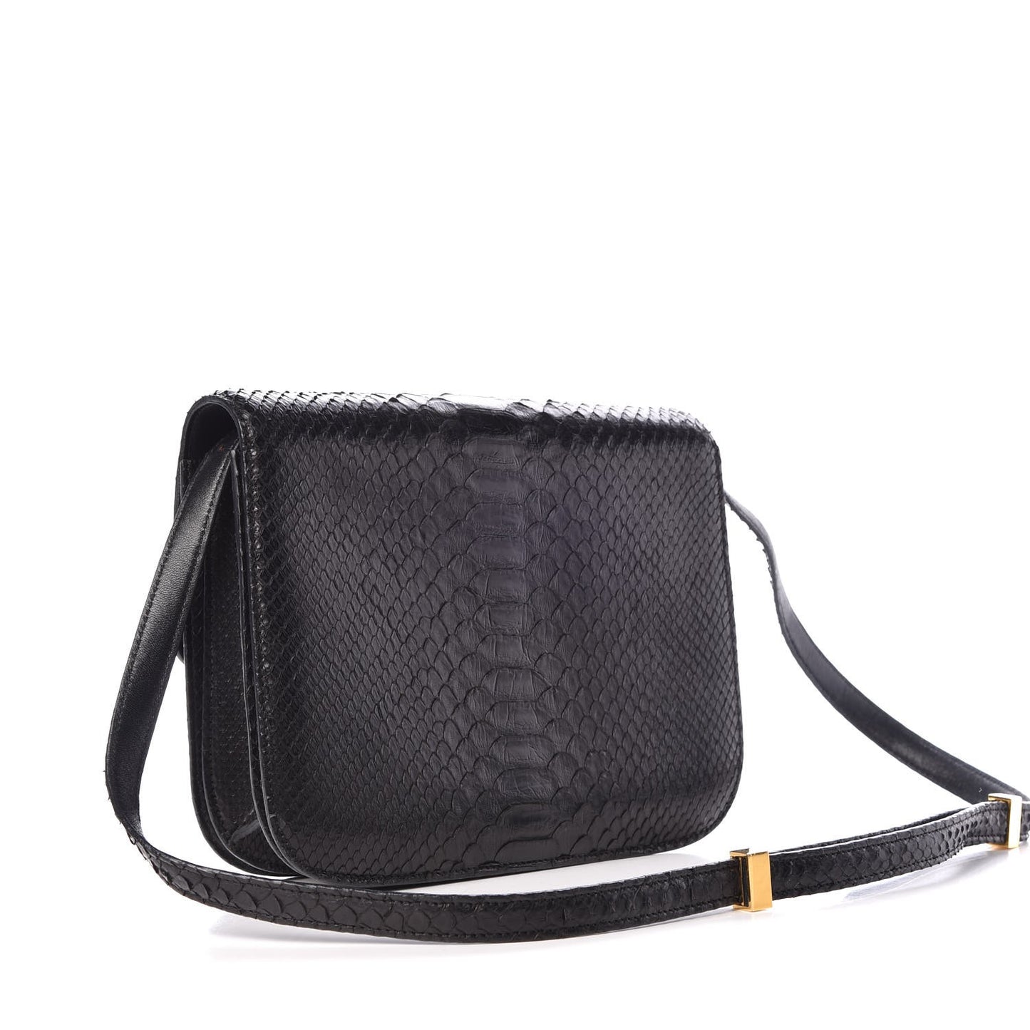 Python Medium Classic Box Flap Bag Black