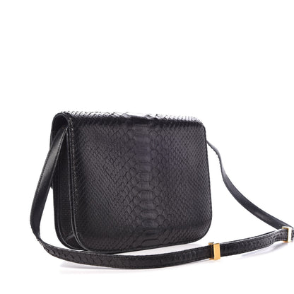 Celine Python Medium Classic Box Flap Bag Black 2 of 16