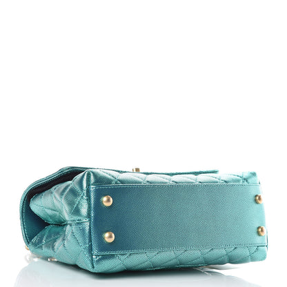 Chanel Metallic Caviar Quilted Mini Coco Handle Flap Blue 4 of 10