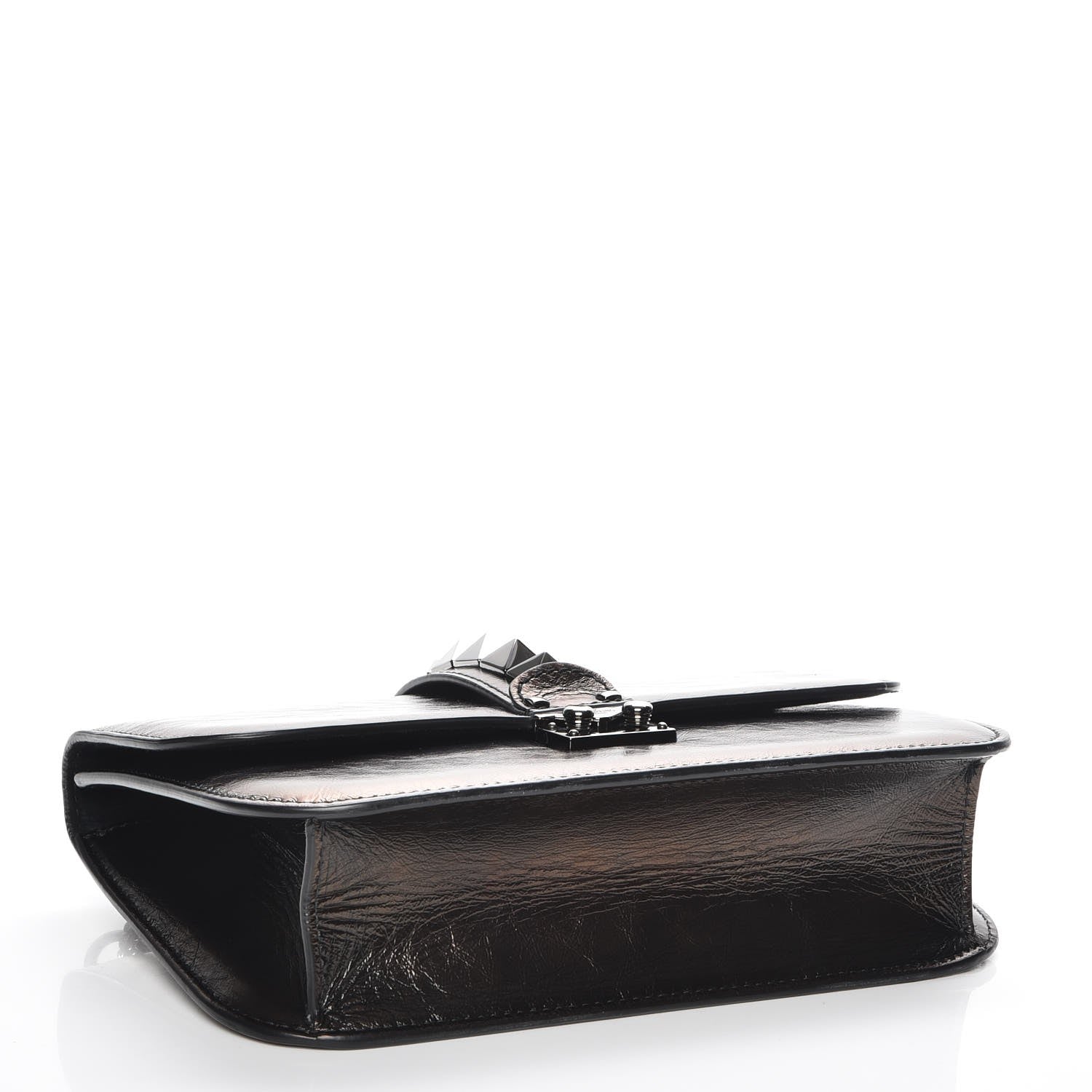 Valentino Garavani Craquele Calfskin Medium Glam Lock Rockstud Flap Black 4 of 6
