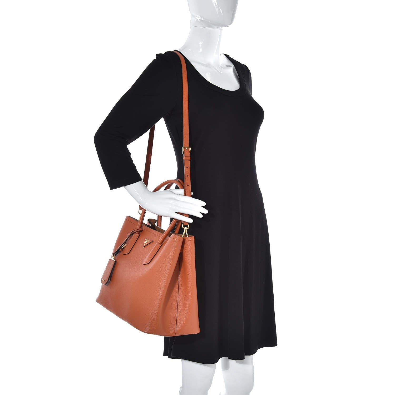 Prada Saffiano Cuir Medium Double Bag Papaya 3 of 13