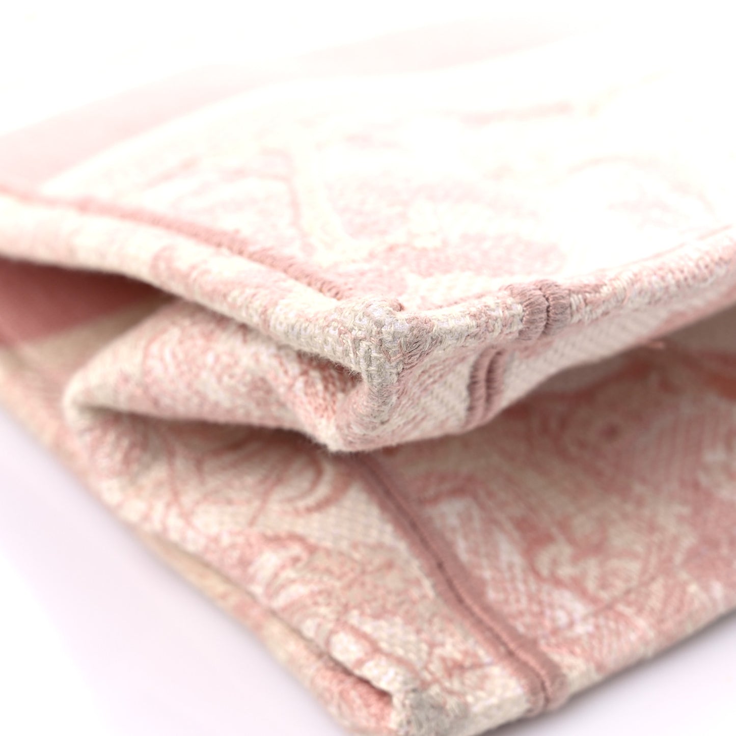 Canvas Toile De Jouy Embroidered Medium Book Tote Pink