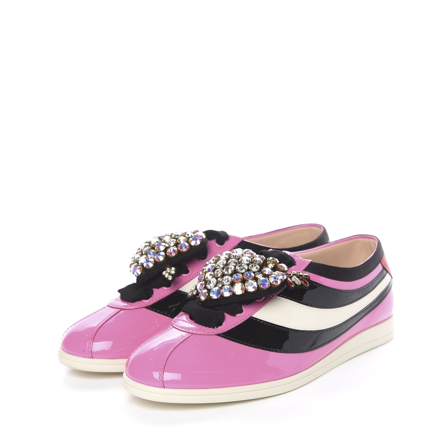 Patent Calfskin Crystal Womens Web Falacer Sneakers 36 Pink