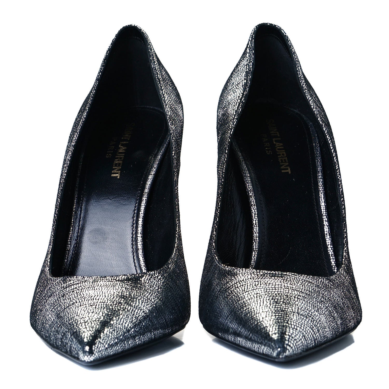 Saint Laurent Metallic Calfskin Opyum 110 Pumps 42 Argento 3 of 8