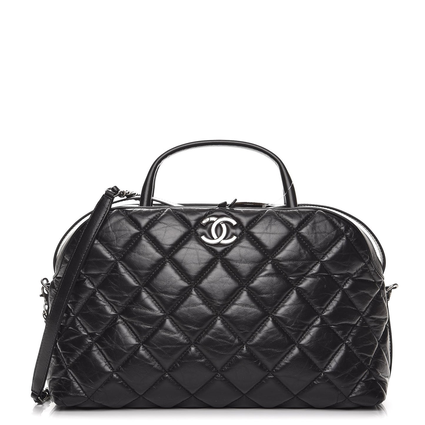 Aged Calfskin Small Bowling Bag Black