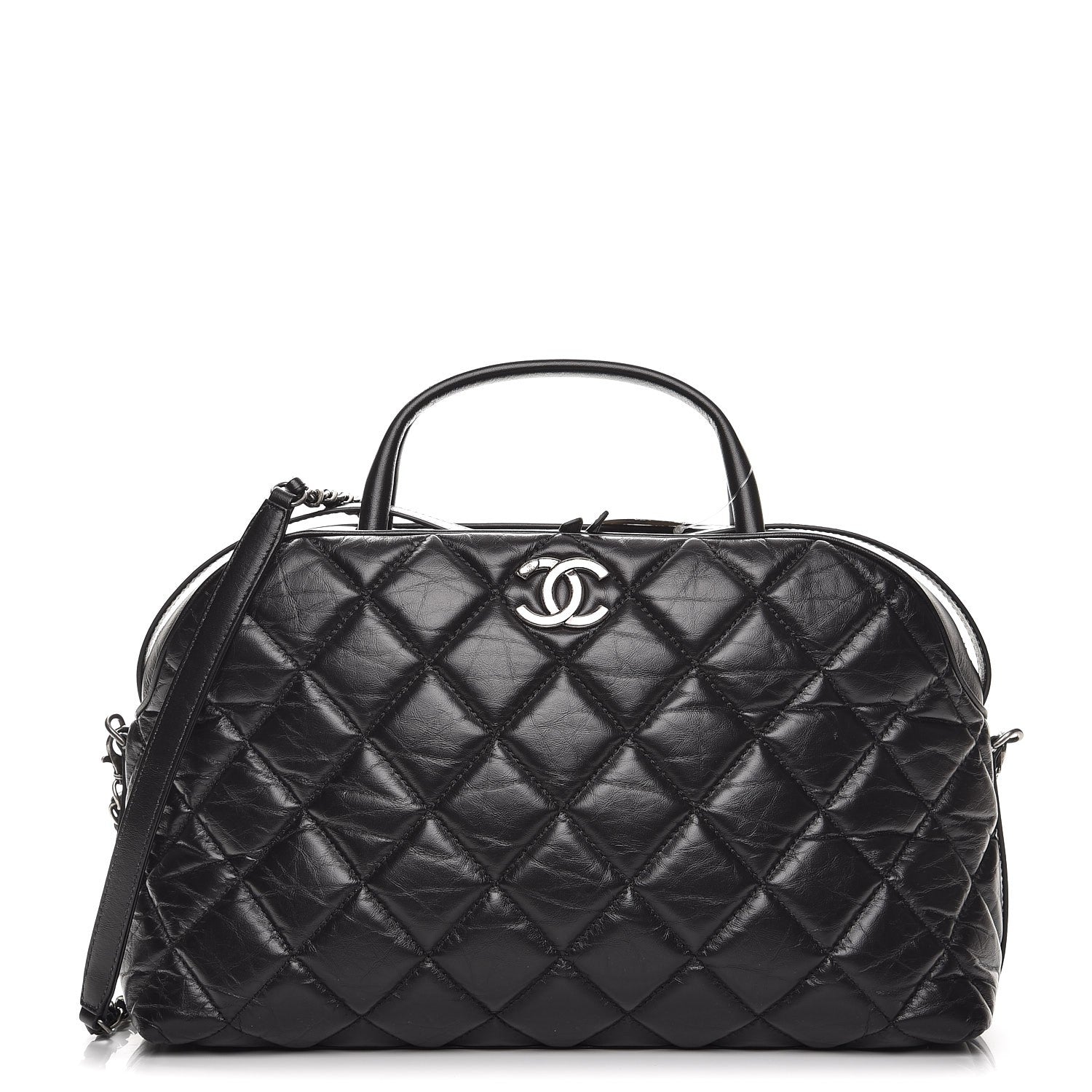 Chanel Aged Calfskin Small Bowling Bag Black 1 of 8