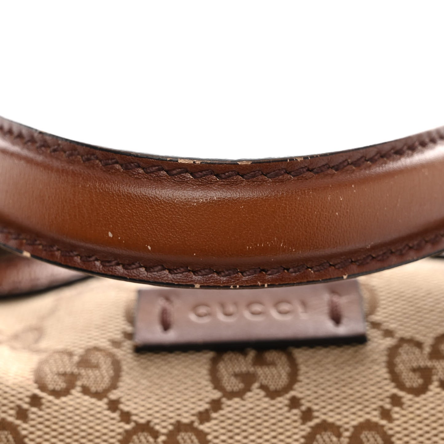 Monogram Medium Lady Web Boston Bag Beige Cuir