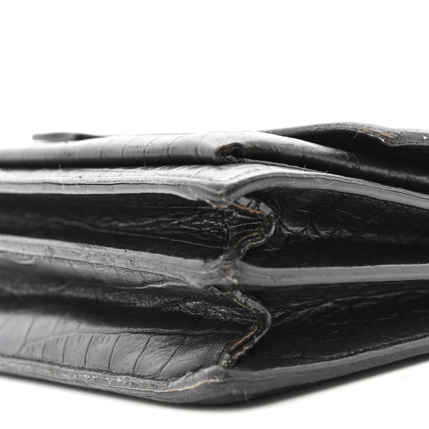 Calfskin Crocodile Embossed Medium Monogram Sunset Black