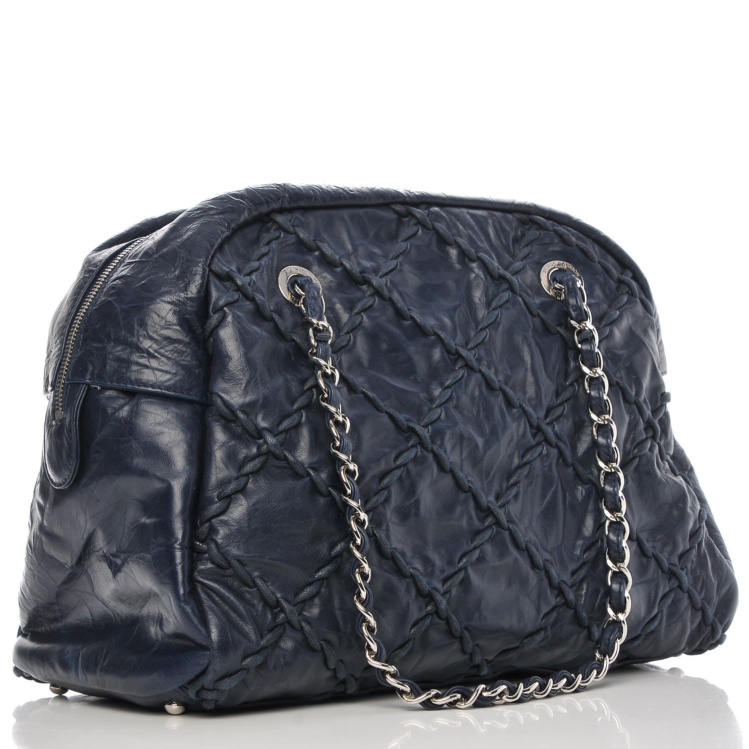 Chanel Calfskin Ultra Stitch Bowler Navy 3 of 9