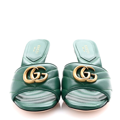 Gucci Nappa Matelasse GG Marmont 75mm Slide Sandals 35 Emerald 3 of 10