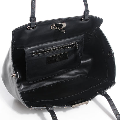 Valentino Garavani Vitello Small Rockstud All Over Tote Black 5 of 9