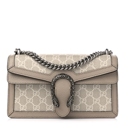 Gucci GG Supreme Monogram Textured Dollar Calfskin Small Rectangular Dionysus Shoulder Bag Beige Mystic White Oatmeal 1 of 11