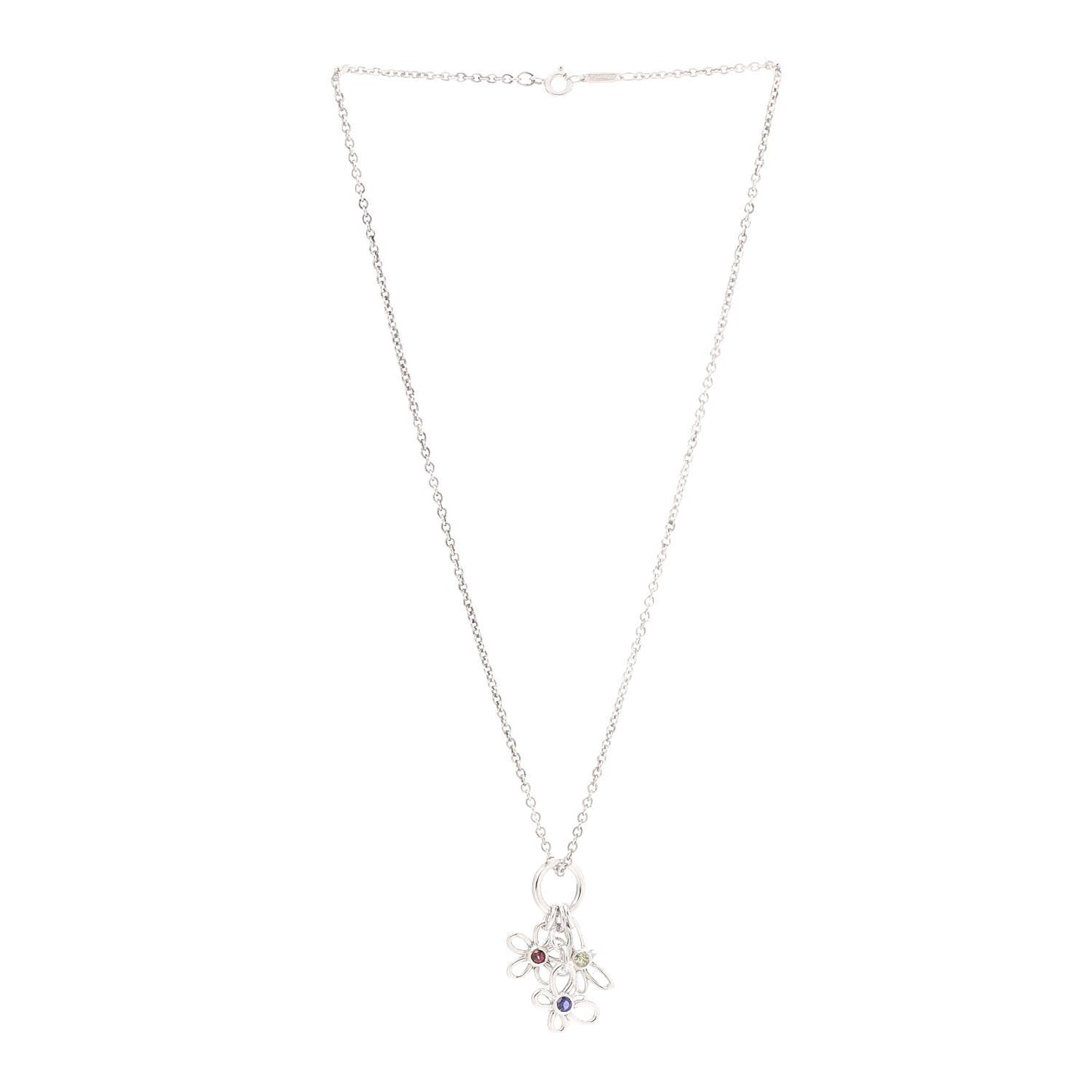 Sterling Silver Peridot Iolite Garnet Butterfly Flower Dragonfly Pendant Necklace
