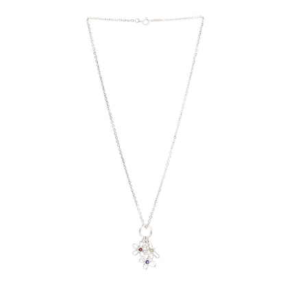 Tiffany Sterling Silver Peridot Iolite Garnet Butterfly Flower Dragonfly Pendant Necklace 3 of 6