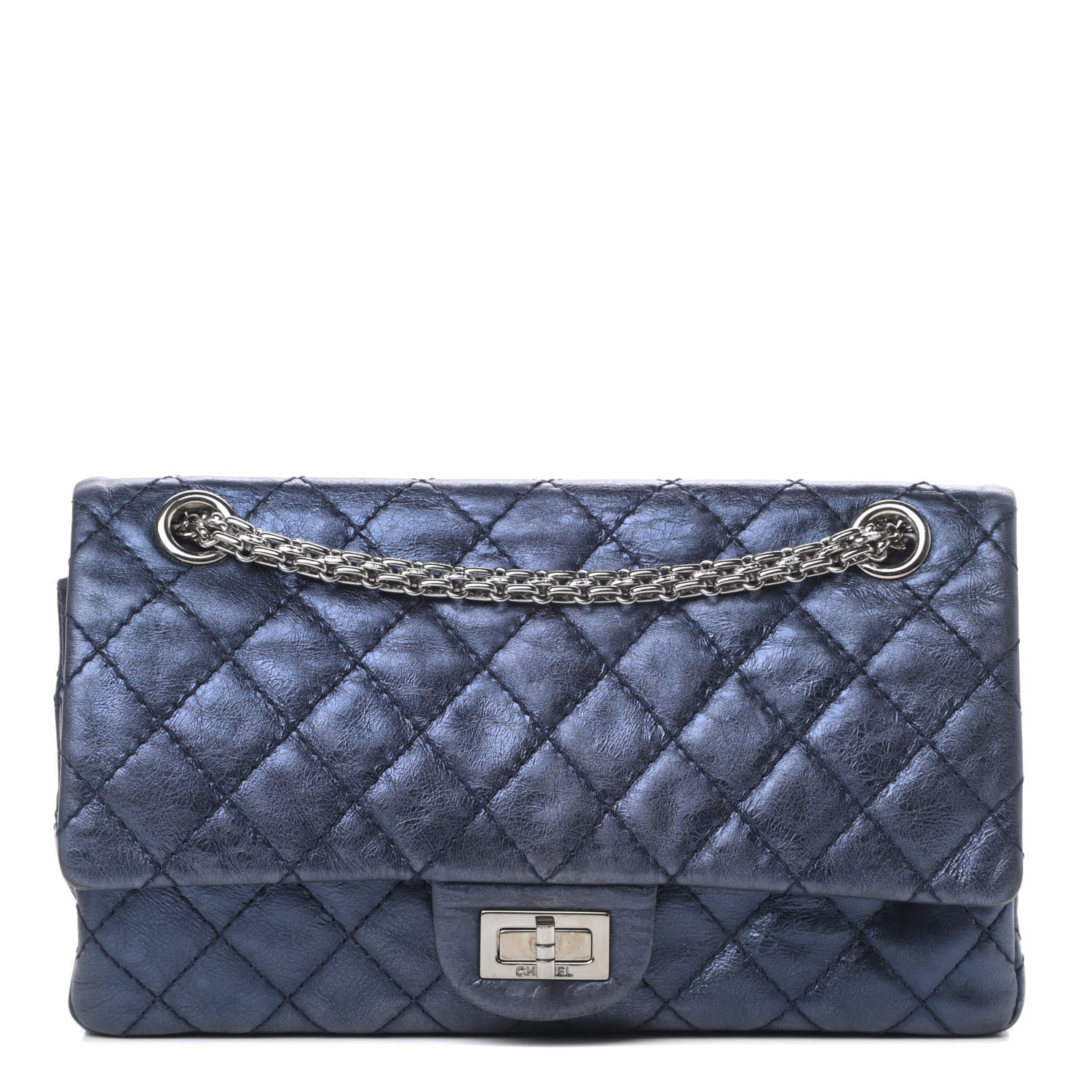 Chanel Metallic Aged Calfskin Quilted 2.55 Reissue 225 Flap Blue 1 of 15