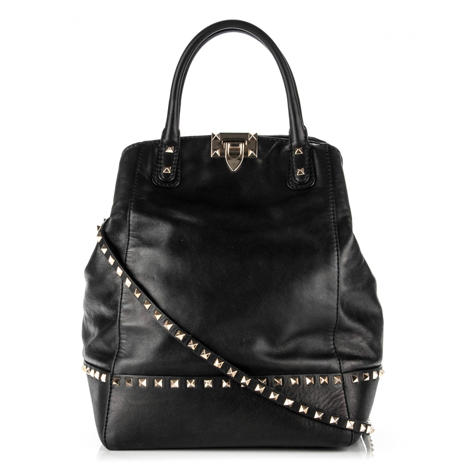 Valentino Garavani Calfskin Rockstud New Dome Bucket Tote Black 1 of 6