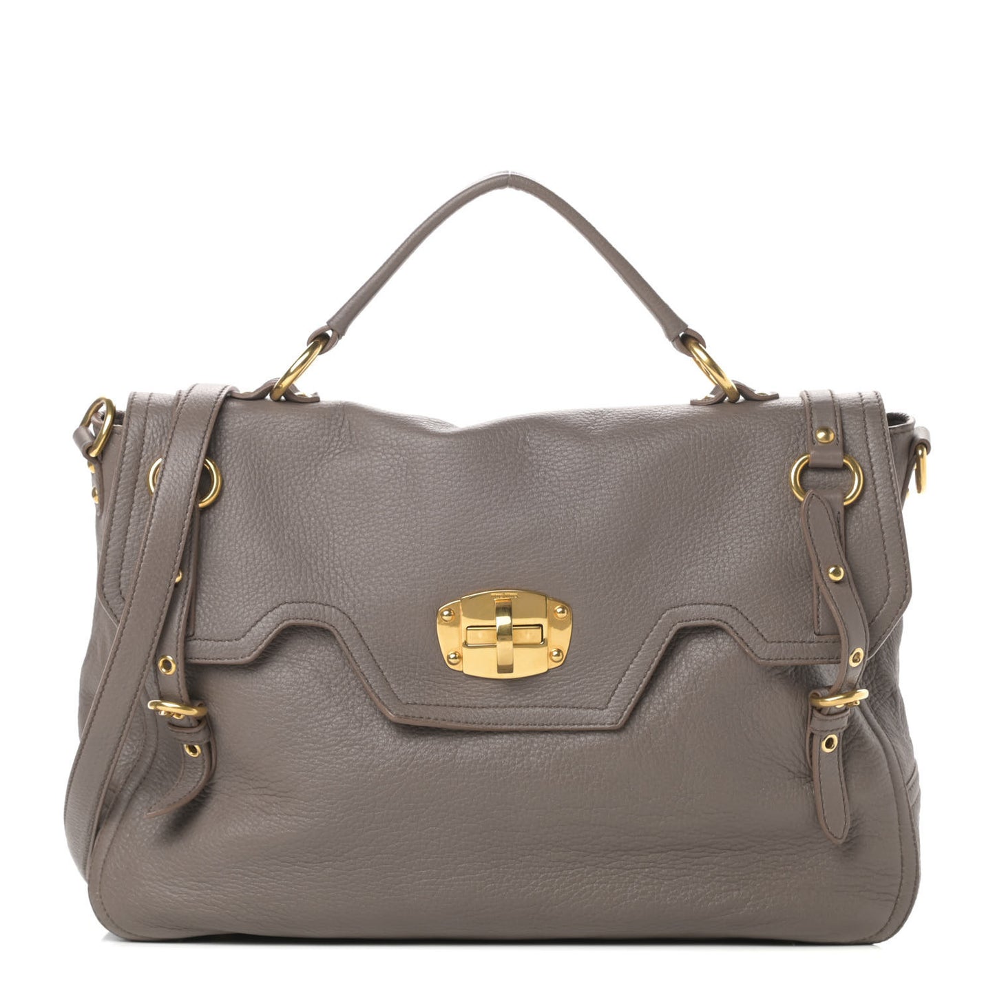 Cervo Front Buckle Satchel Taupe