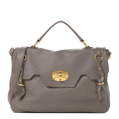 Miu Miu Cervo Front Buckle Satchel Taupe 1 of 15