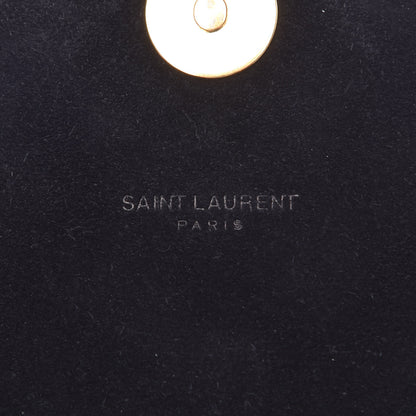 Saint Laurent Suede Mixed Matelasse Triquilt Large Monogram Envelope Satchel Black 6 of 19