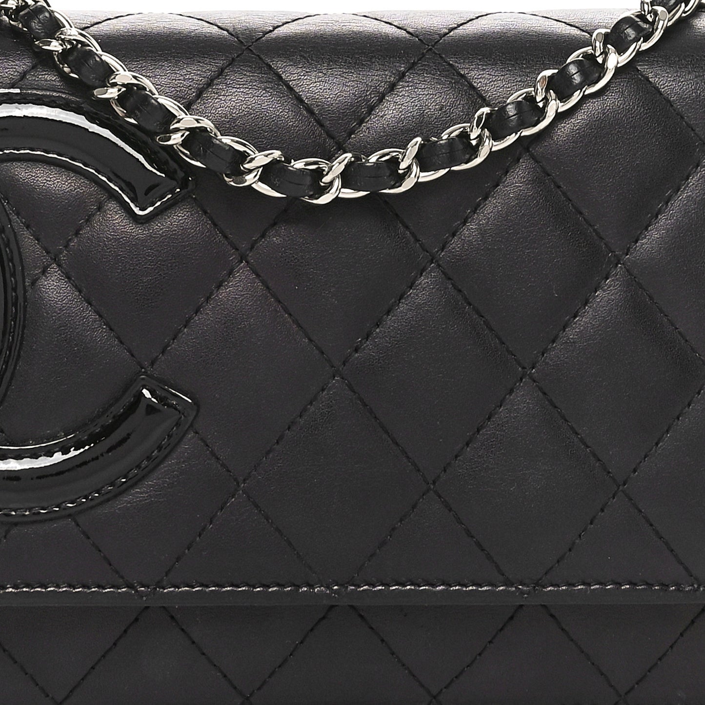 Calfskin Quilted Cambon Wallet on Chain WOC Black