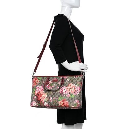 Gucci GG Supreme Monogram Blooms Medium Zippered Tote Beige Multicolor Dry Rose 2 of 18