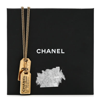 Chanel ID Dog Tag Charm Necklace Gold 5 of 5