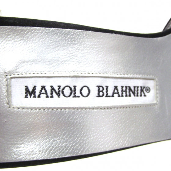 MANOLOBLAHNIKSatinJeweledAnklePumps39.5
