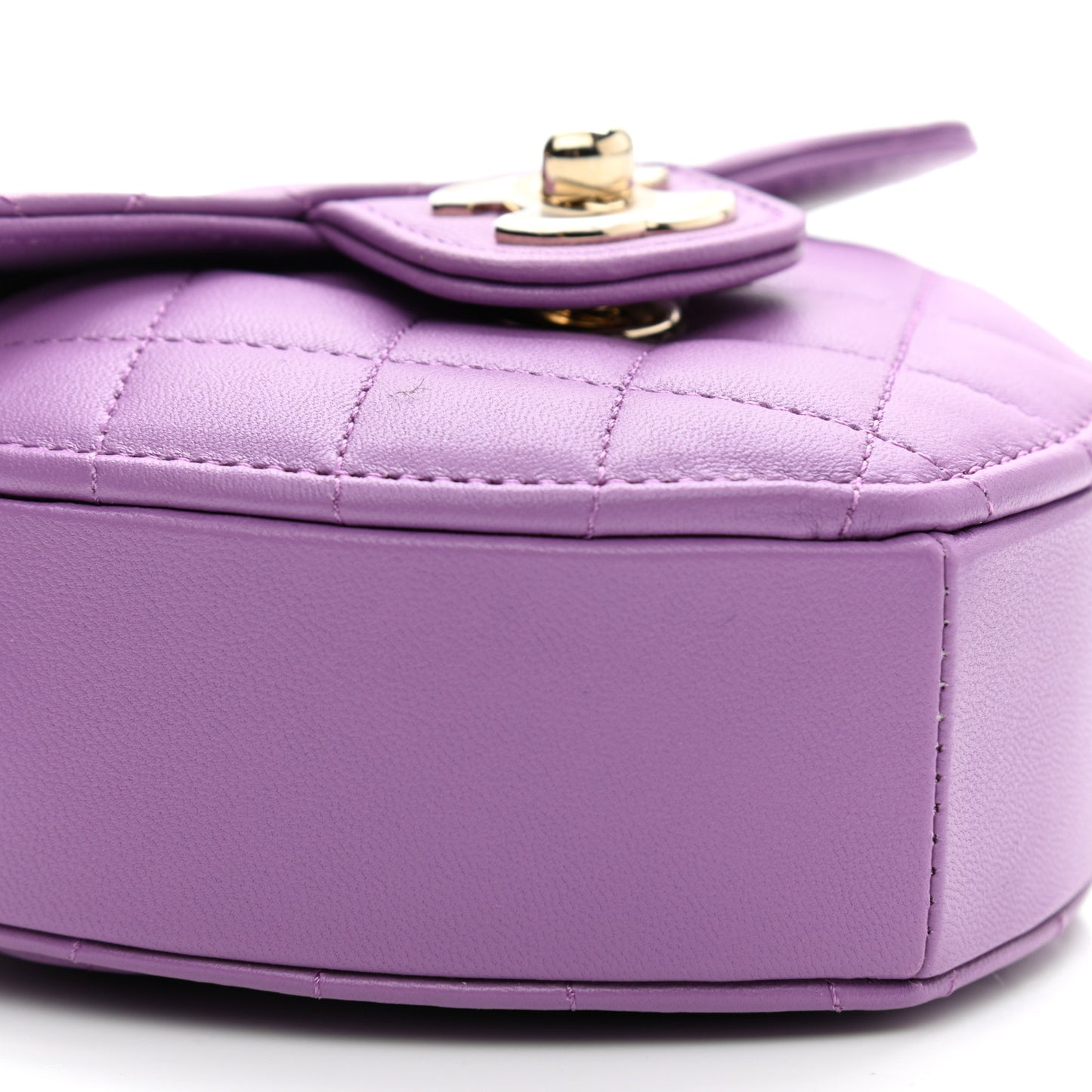 Lambskin Quilted CC In Love Heart Clutch With Chain Purple