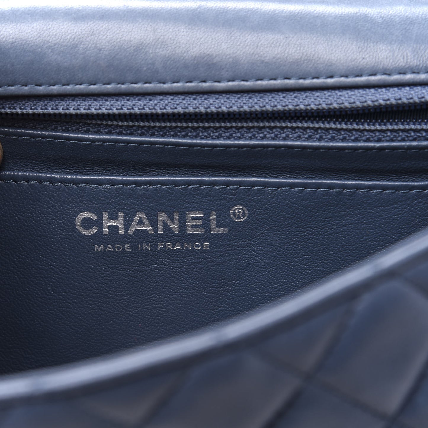 Lambskin Quilted Mini Rectangular Flap Dark Blue