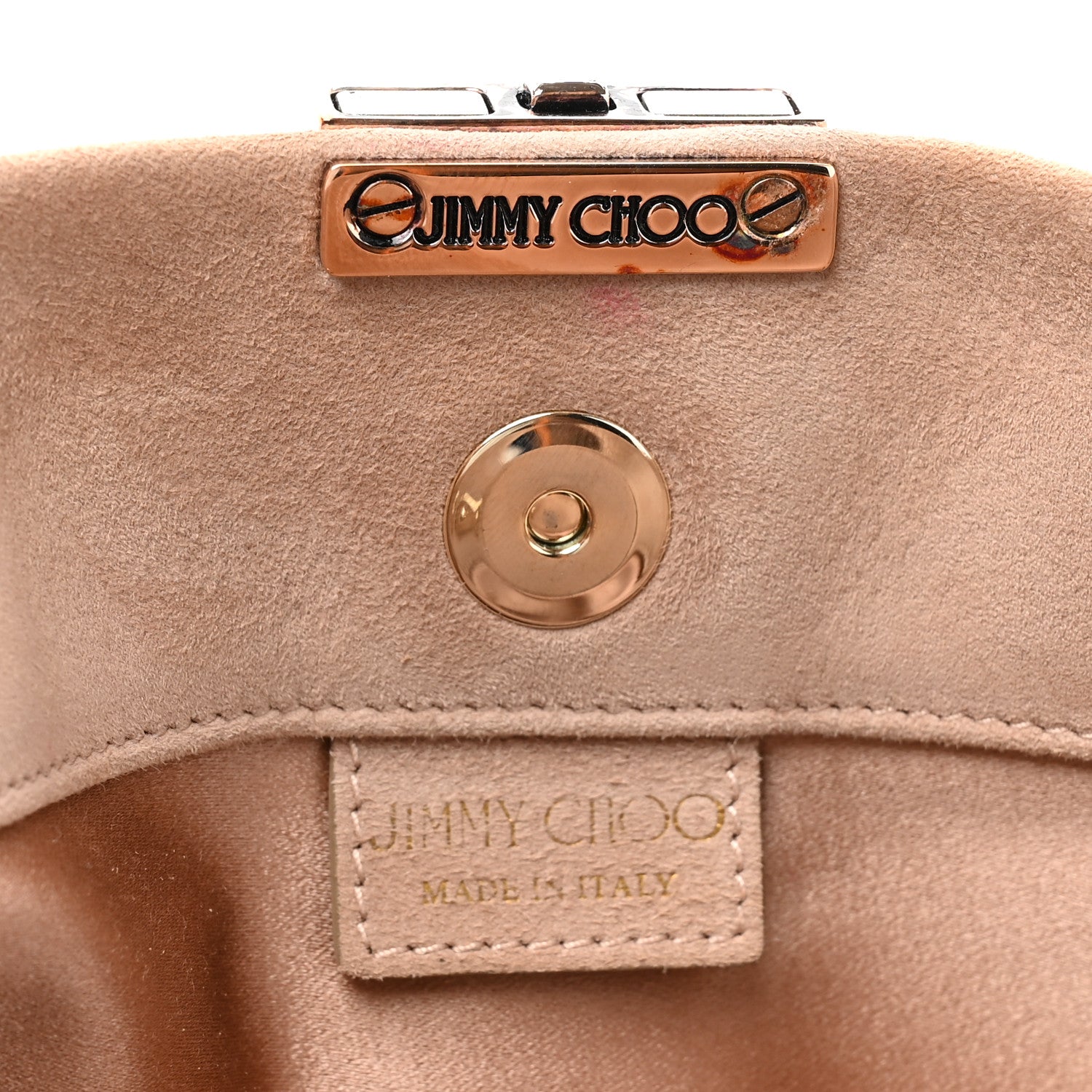 Jimmy Choo Suede Crystal Chandra Chain Clutch Beige 6 of 12