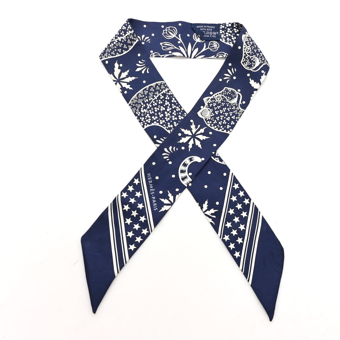 Silk Les Leopards Twilly Marine White