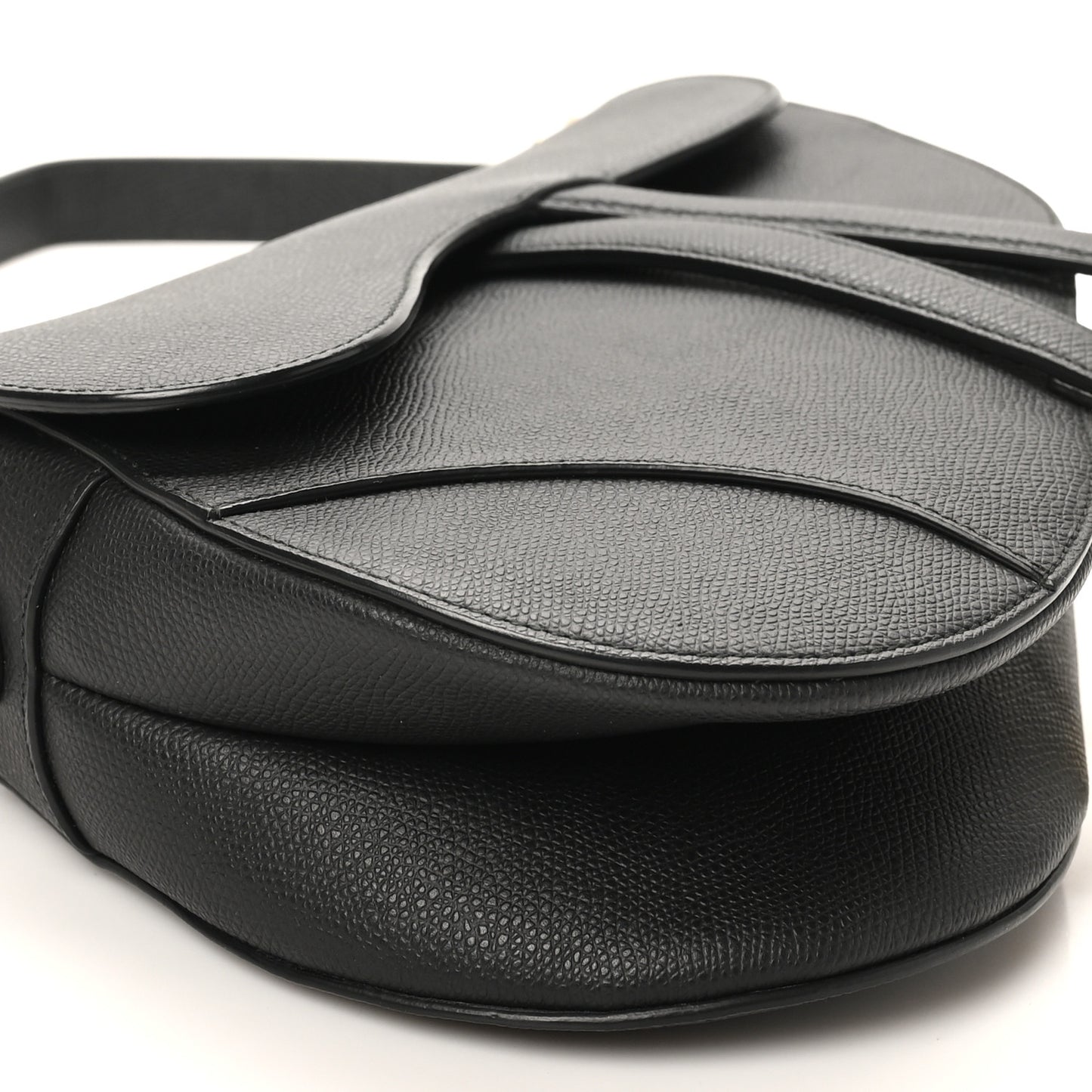 Grained Calfskin Saddle Bag Black