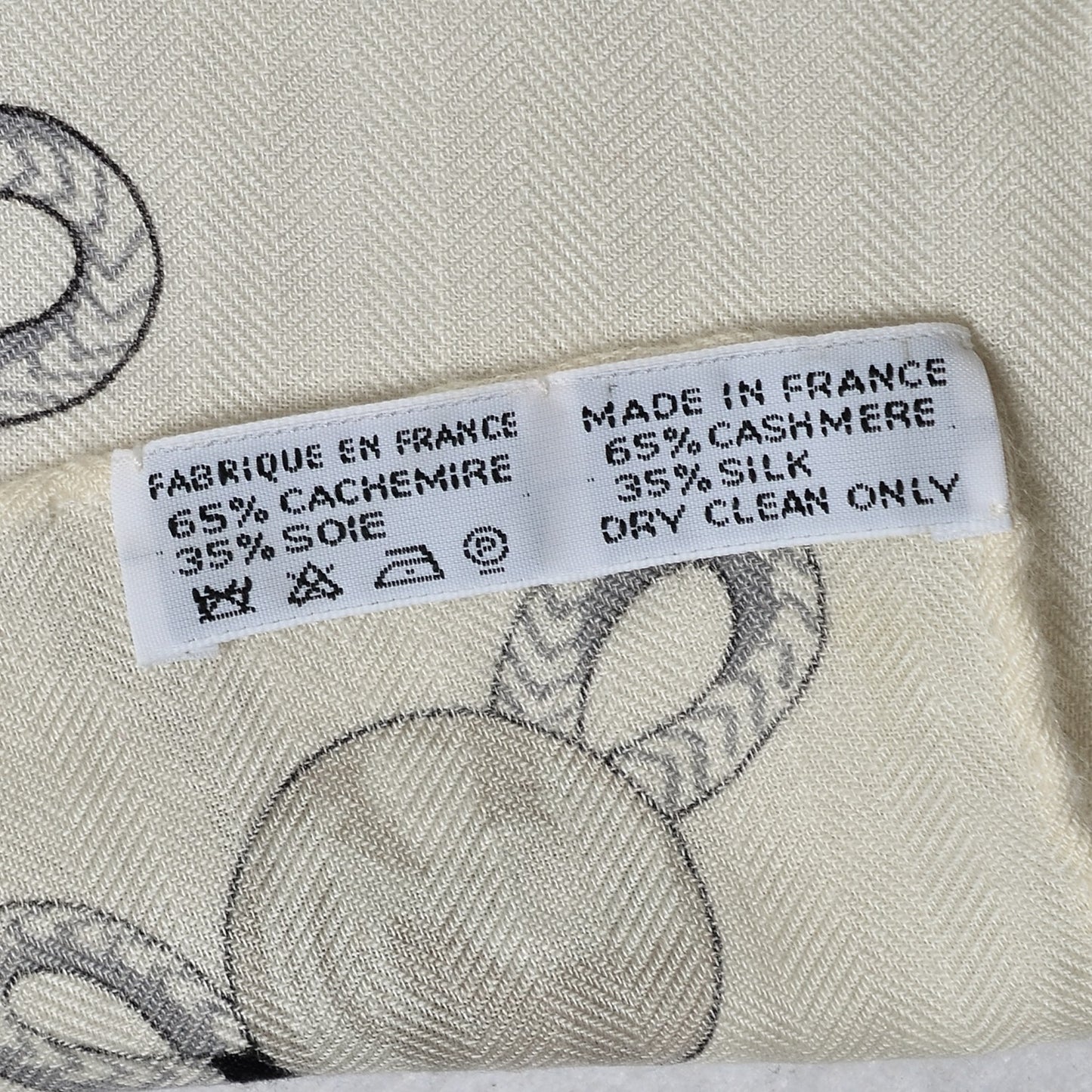 Cashmere Silk Brandebourgs Shawl 140 White Black Mastic