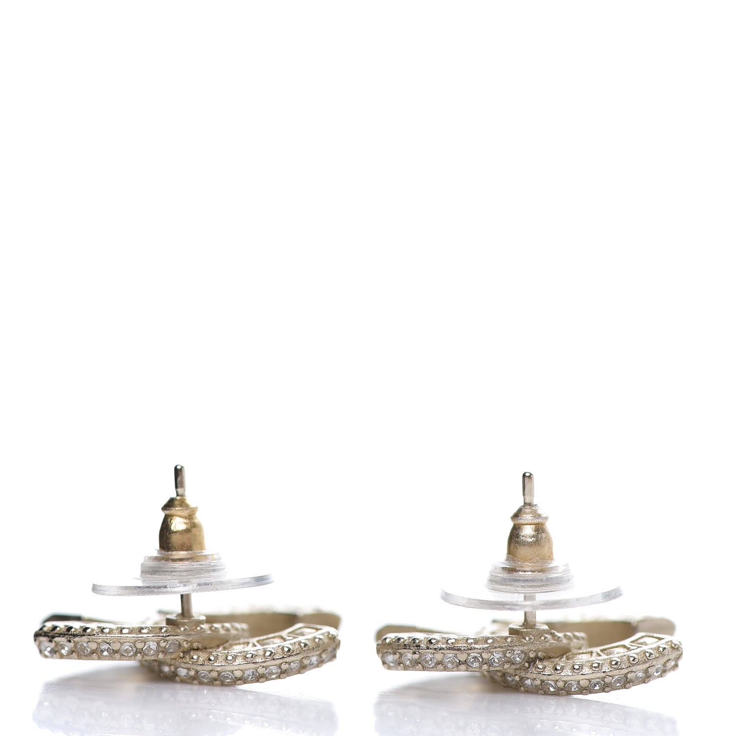 Chanel Crystal CC Earrings Light Gold 3 of 4