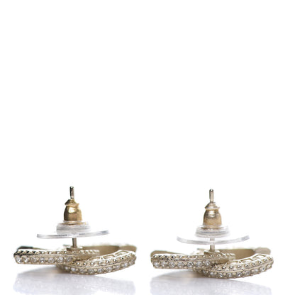 Chanel Crystal CC Earrings Light Gold 3 of 4