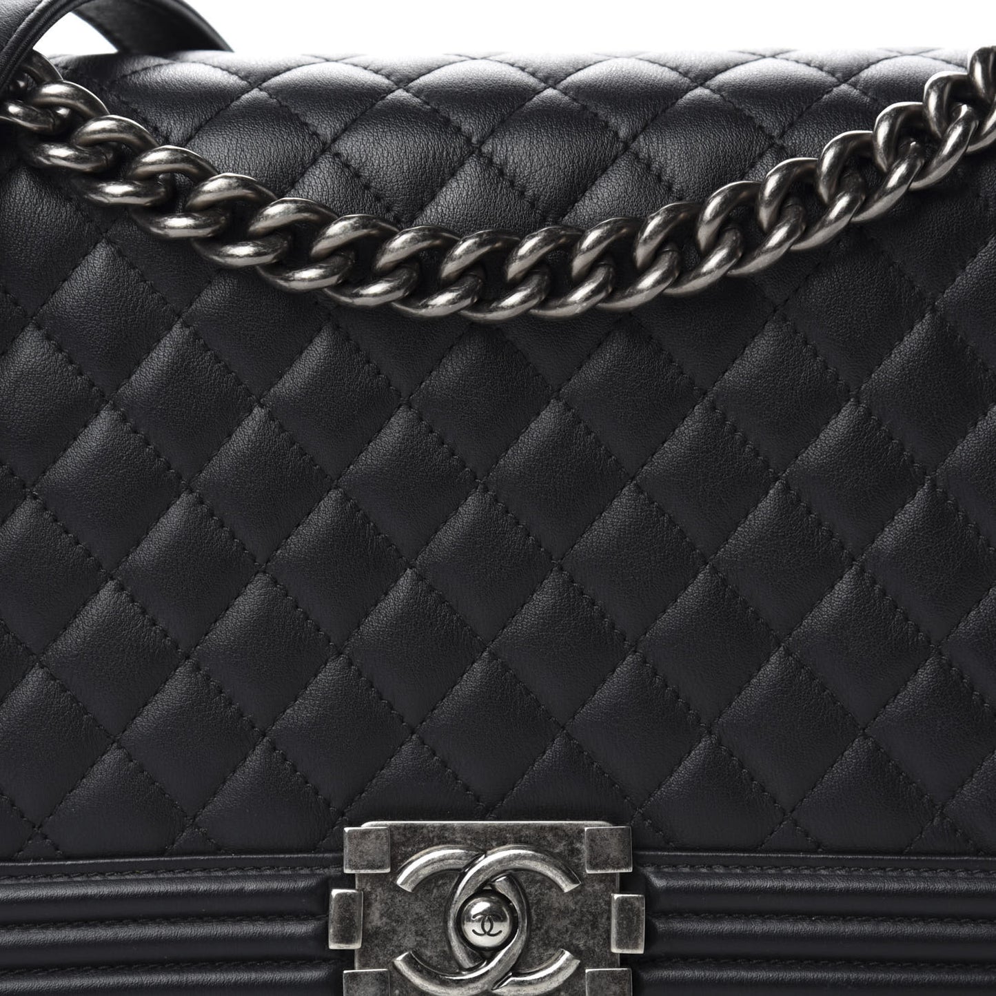 Calfskin Quilted New Medium Boy Flap Black