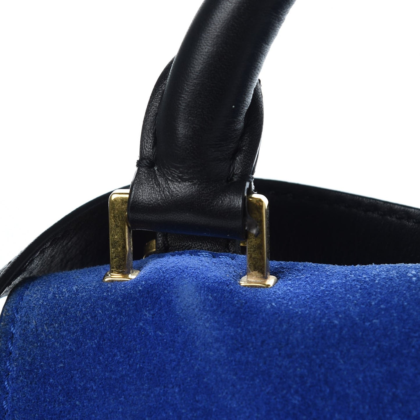 Smooth Calfskin Suede Medium Tri-Color Trapeze Royal Blue