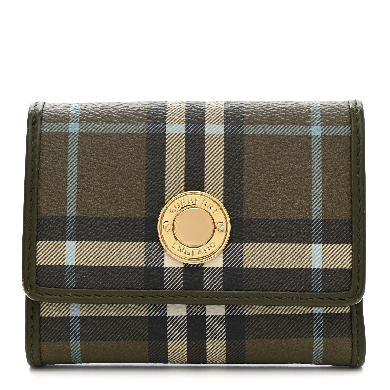 Burberry Vintage Check Tri-Fold Wallet Olive Green 1 of 9