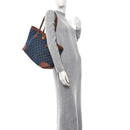 Gucci New Denim GG Monogram Medium Ophidia Shopping Tote Blue Tea Cuir 2 of 10