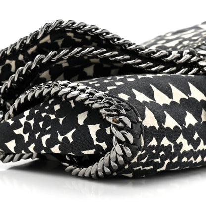 Stella McCartney Cotton Canvas Hearts Falabella Fold Over Tote Black White 9 of 12