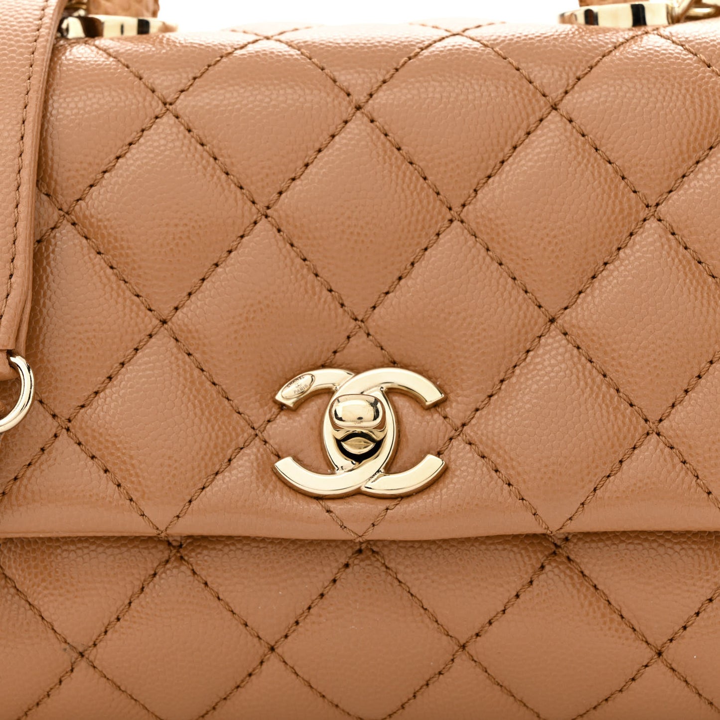 Caviar Lizard Embossed Quilted Extra Mini Coco Handle Flap Brown